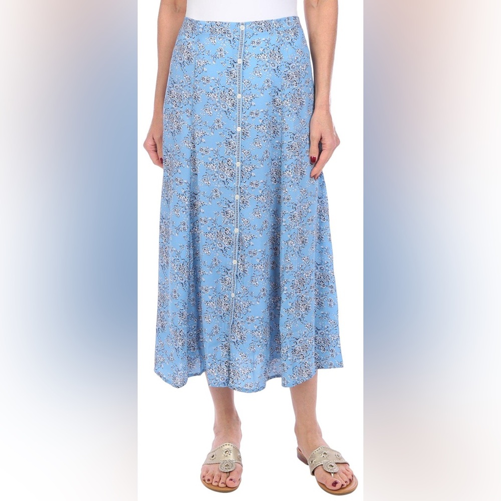 NWT Max Studio Floral Print Button Skirt